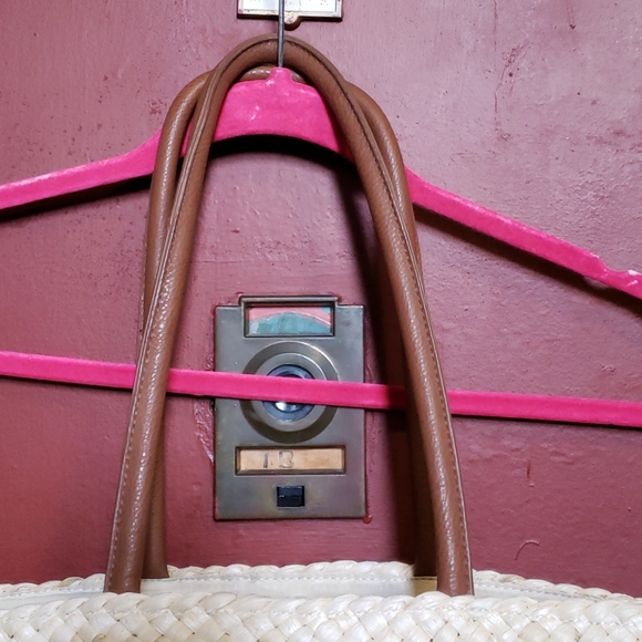 NEW Green And Cream Straw Handbag/Tote - Picture 9 of 12